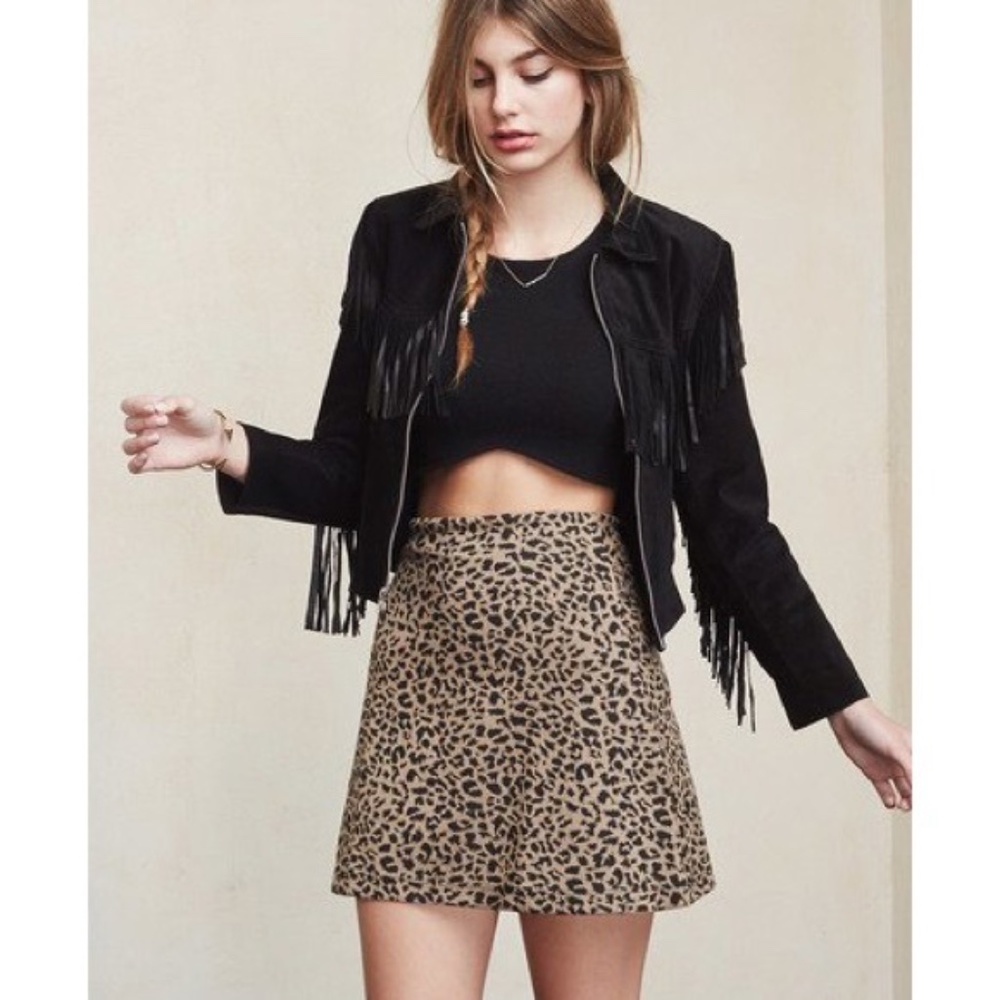 Reformation Kimia Leopard Skirt